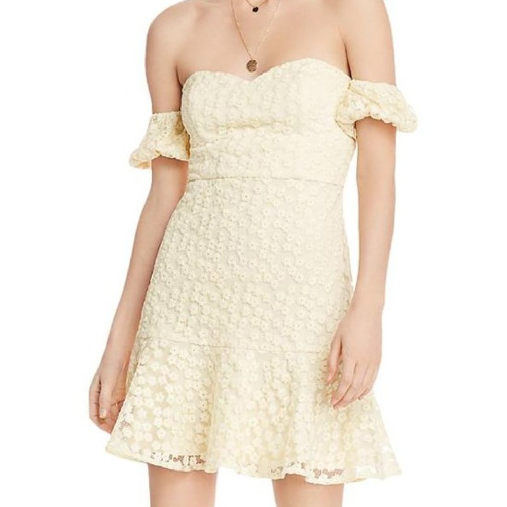 NWT AQUA | Light Yellow Off-Shoulder Dress  - M
